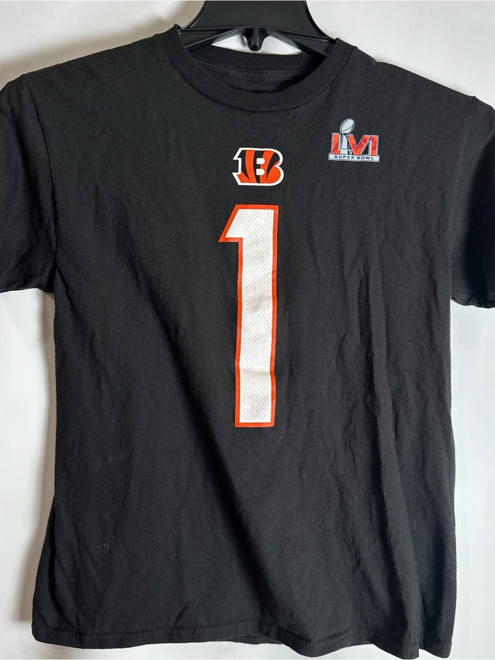 Nike Black Cincinnati Bengals #1 Short Sleeve Tee with Orange and White Accents